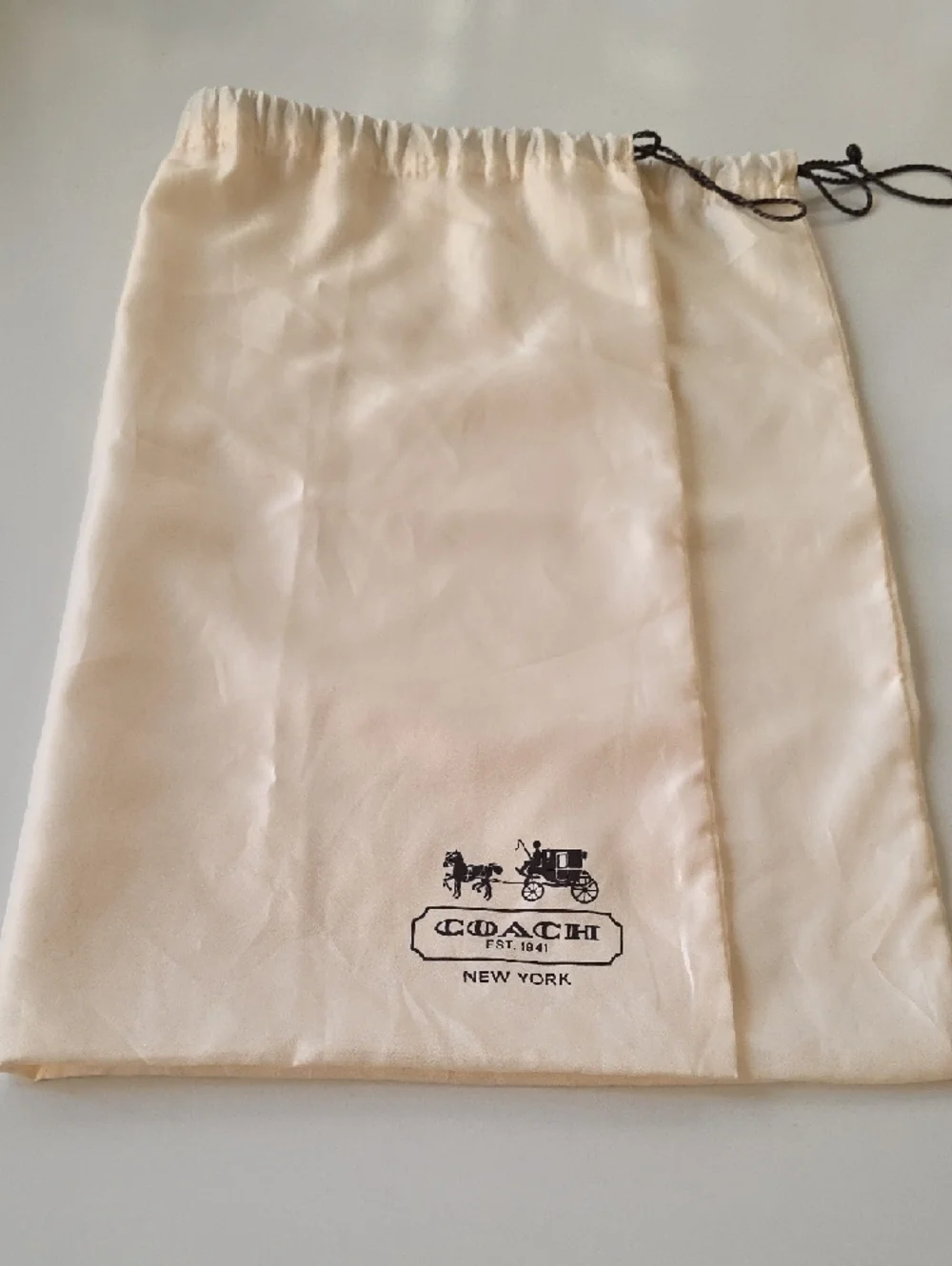 Coach‎ Cream Drawstring Dust Bag with Logo Carriage